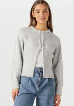 lichtgrijze neo noir vest lily pearl knit cardigan
