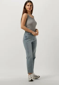 lichtgrijze rosemunde top silk top w/ lace