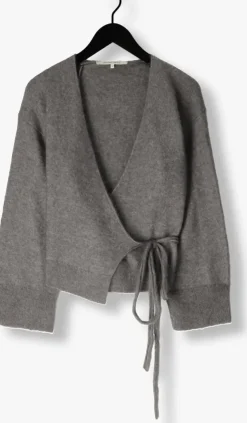 lichtgrijze second female vest brook knit wrap cardigan