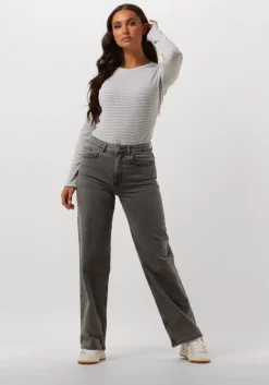 lichtgrijze selected femme wide jeans slfalice hw wid long eloise gre jea