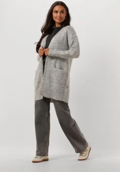 lichtgrijze selected femme vest lulu new ls knit long cardigan b
