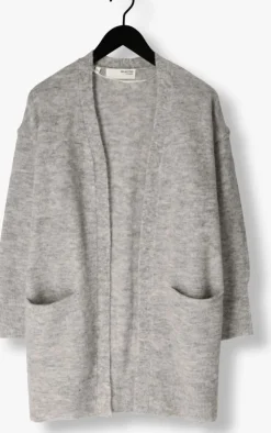 lichtgrijze selected femme vest lulu new ls knit long cardigan b