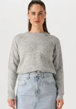 lichtgrijze selected femme trui lulu ls knit o-neck b