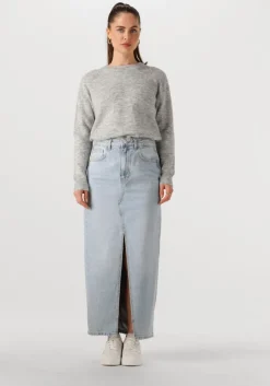 lichtgrijze selected femme trui lulu ls knit o-neck b