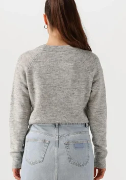 lichtgrijze selected femme trui lulu ls knit o-neck b