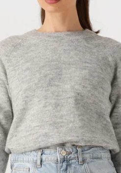 lichtgrijze selected femme trui lulu ls knit o-neck b
