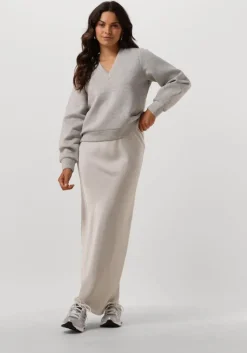 lichtgrijze selected femme trui slfjamila ls v-neck sweat