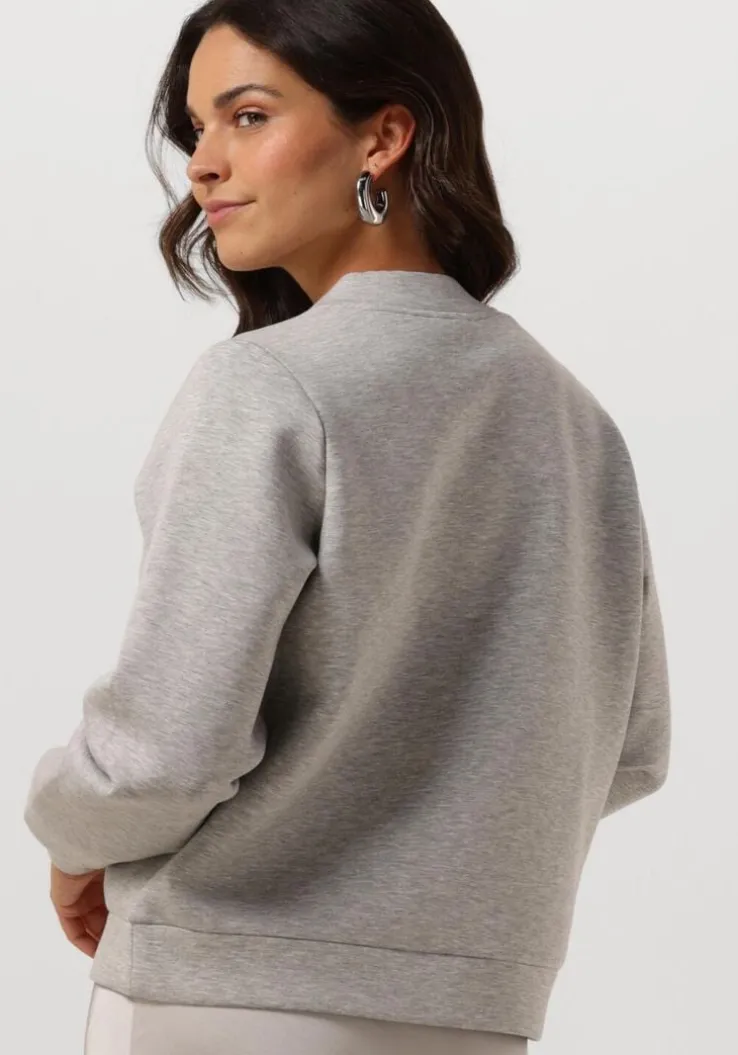 lichtgrijze selected femme trui slfjamila ls v-neck sweat