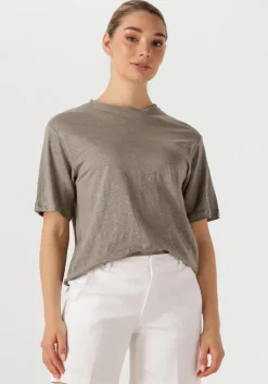 lichtgrijze selected femme t-shirt slfvilja linen ss tee