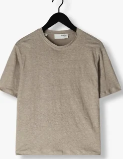 lichtgrijze selected femme t-shirt slfvilja linen ss tee