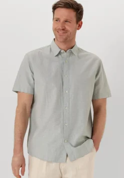 lichtgrijze selected homme casual overhemd slhreg-sun shirt ss noos