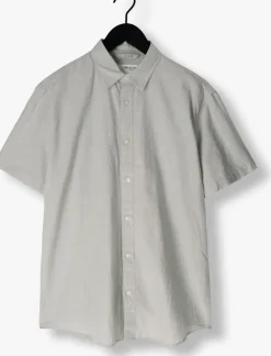 lichtgrijze selected homme casual overhemd slhreg-sun shirt ss noos