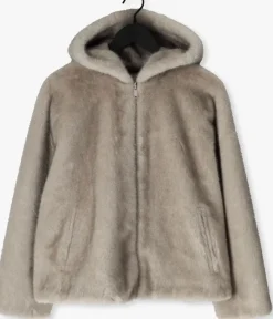 lichtgrijze studio ar faux fur jas ruby