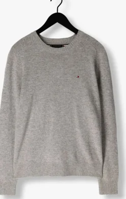 lichtgrijze tommy hilfiger trui lambswool crew neck