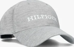 lichtgrijze tommy hilfiger pet th monotype jersey 6 panel cap
