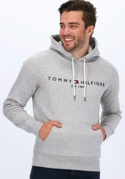 lichtgrijze tommy hilfiger sweater tommy logo hoody