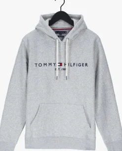 lichtgrijze tommy hilfiger sweater tommy logo hoody