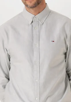 lichtgrijze tommy jeans casual overhemd tjm reg oxford shirt ext