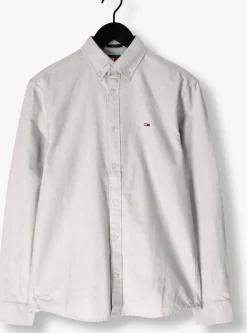 lichtgrijze tommy jeans casual overhemd tjm reg oxford shirt ext