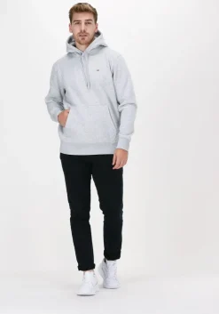 lichtgrijze tommy jeans sweater tjm regular fleece hoodie