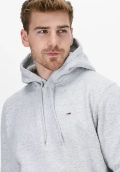 lichtgrijze tommy jeans sweater tjm regular fleece hoodie