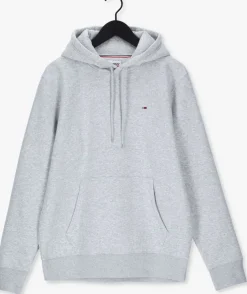 lichtgrijze tommy jeans sweater tjm regular fleece hoodie
