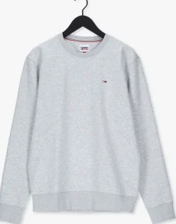 lichtgrijze tommy jeans sweater tjm regular fleece c neck