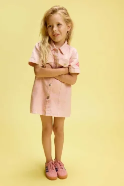 lichtroze alix mini mini jurk linen look dress