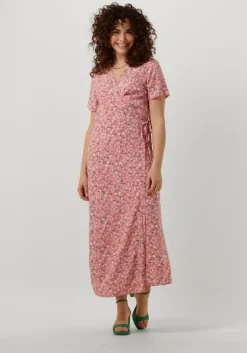 lichtroze object midi jurk objema elise s/s long wrap dress