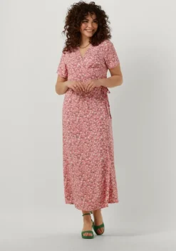 lichtroze object midi jurk objema elise s/s long wrap dress