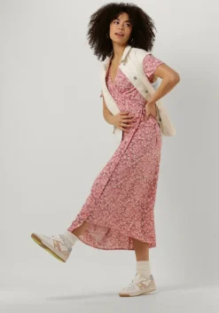 lichtroze object midi jurk objema elise s/s long wrap dress