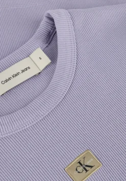 lila calvin klein t-shirt washed woven label rib fit tee