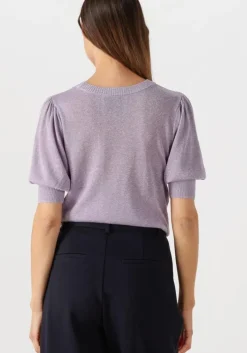 lila minus t-shirt liva puff sleeve metallic knit pullover