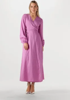 lila selected femme midi jurk slflucia-susie ls ankle wrap dress