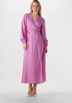 lila selected femme midi jurk slflucia-susie ls ankle wrap dress