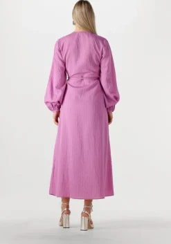 lila selected femme midi jurk slflucia-susie ls ankle wrap dress