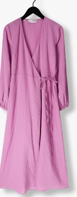 lila selected femme midi jurk slflucia-susie ls ankle wrap dress