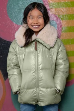 mint like flo gewatteerde jas amaya flo girls short fancy hooded jacket