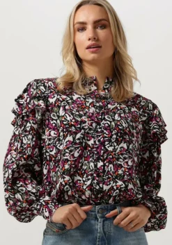multi alix the label blouses ladies woven blurry flower blouse