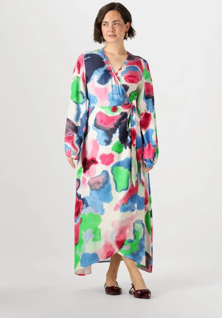 multi jansen amsterdam maxi jurk nienke jurk wm 564 wrap long puffed sleeve