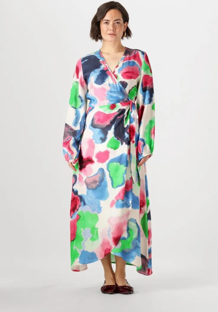 multi jansen amsterdam maxi jurk nienke jurk wm 564 wrap long puffed sleeve