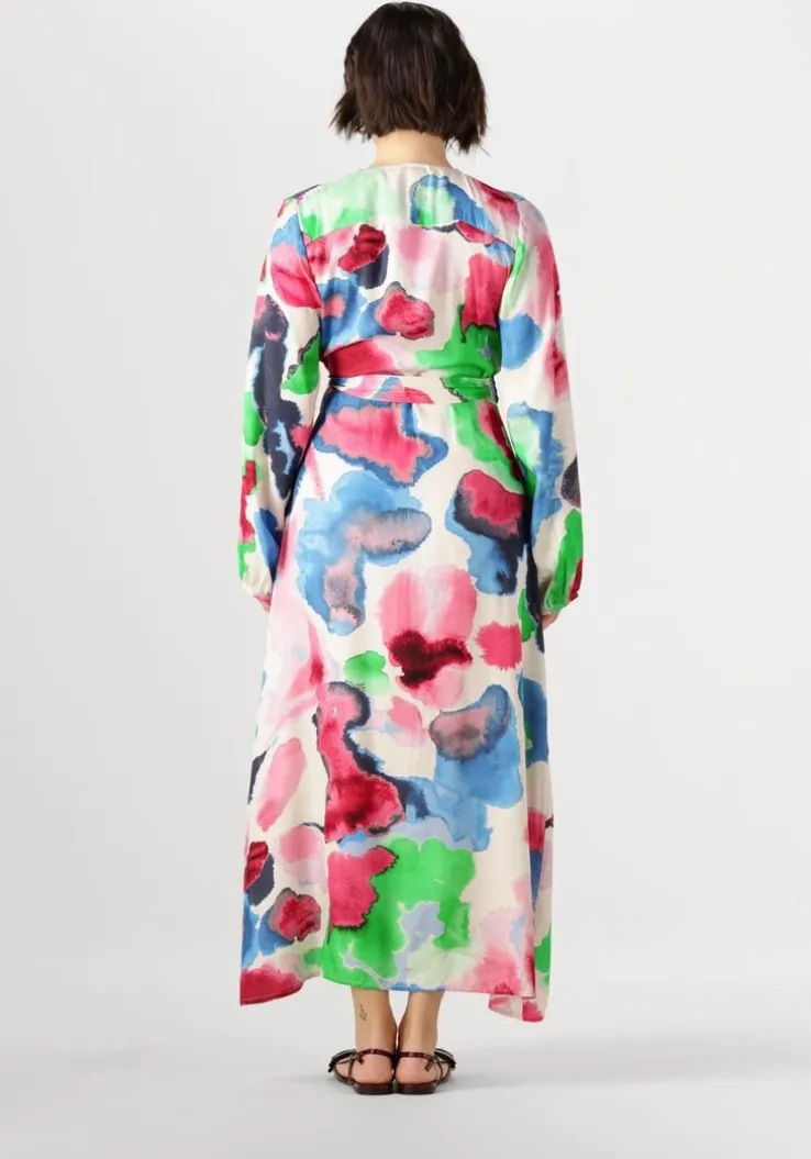 multi jansen amsterdam maxi jurk nienke jurk wm 564 wrap long puffed sleeve