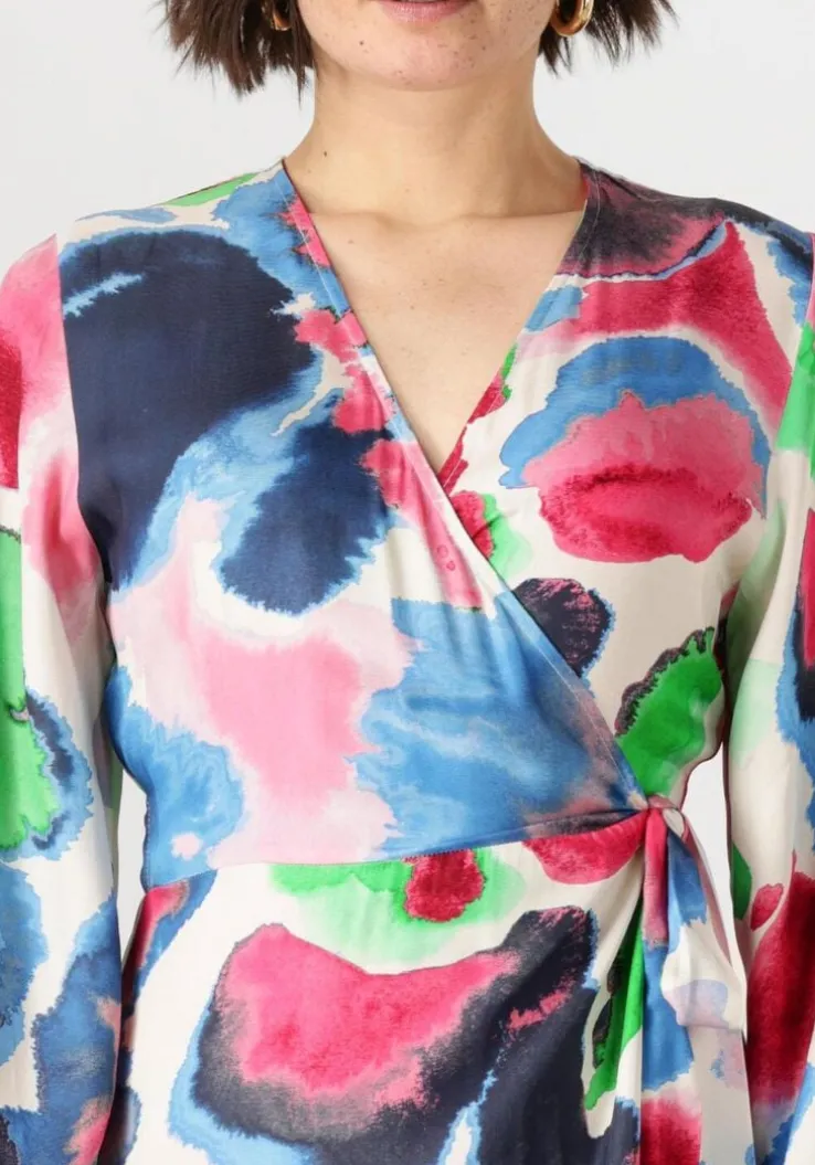 multi jansen amsterdam maxi jurk nienke jurk wm 564 wrap long puffed sleeve