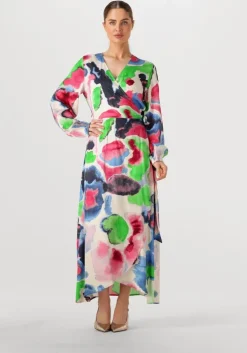 multi jansen amsterdam maxi jurk nienke jurk wm 564 wrap long puffed sleeve