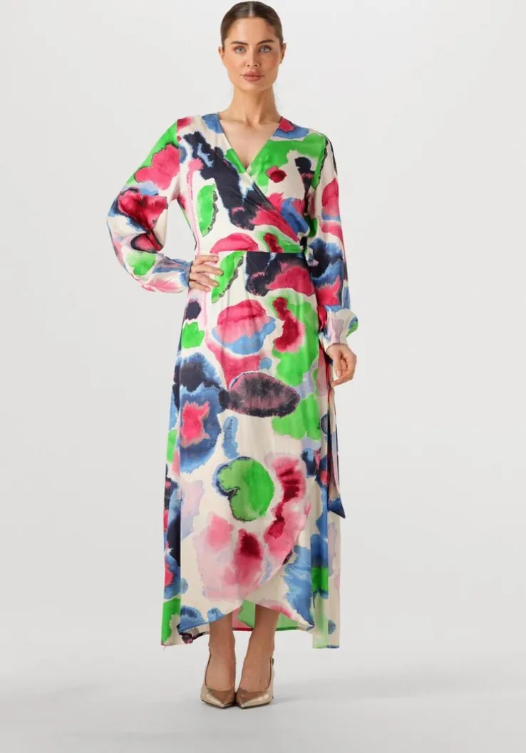 multi jansen amsterdam maxi jurk nienke jurk wm 564 wrap long puffed sleeve