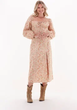 multi na-kd midi jurk cups detail cotton ls midi dress