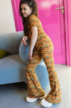 multi salty stitch flared broek flared legging - ikat