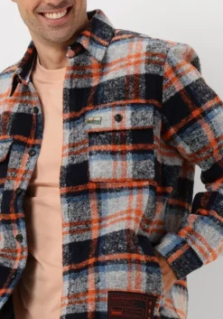 multi scotch & soda casual overhemd relaxed fit yarn-dyed fleece overshirt