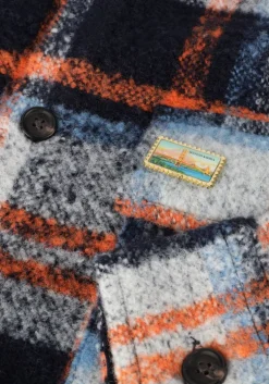 multi scotch & soda casual overhemd relaxed fit yarn-dyed fleece overshirt