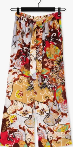 multi summum wijde broek trouser festival print on viscose satin